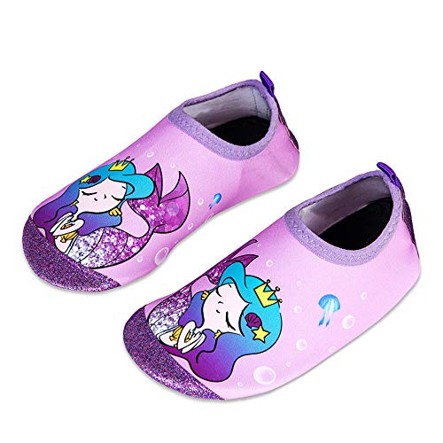 IceUnicorn Badeschuhe Kinder Schwimmschuhe Jungen Mädchen Strandschuhe Baby Aquaschuhe Barfußschuhe Kleinkind Wasserschuhe(SZ Meerjungfrau, 18/19 EU) von IceUnicorn