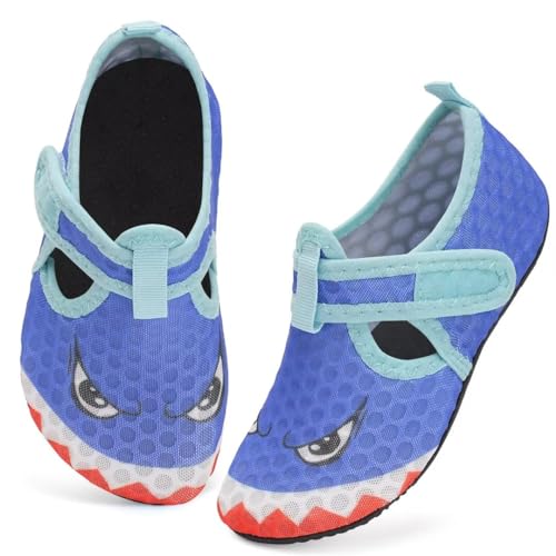 IceUnicorn Badeschuhe Kinder Schwimmschuhe Jungen Mädchen Strandschuhe Baby Aquaschuhe Barfußschuhe Kleinkind Wasserschuhe(0XMX-Blauhai, 18/19 EU) von IceUnicorn