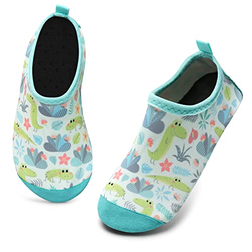 IceUnicorn Badeschuhe Kinder Schwimmschuhe Jungen Mädchen Strandschuhe Baby Aquaschuhe Barfußschuhe Kleinkind Wasserschuhe(Blattkrokodil, 20/21 EU) von IceUnicorn