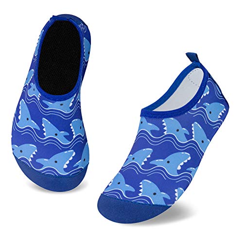 IceUnicorn Badeschuhe Kinder Schwimmschuhe Jungen Mädchen Strandschuhe Baby Aquaschuhe Barfußschuhe Kleinkind Wasserschuhe(Blauer Hai, 20/21 EU) von IceUnicorn