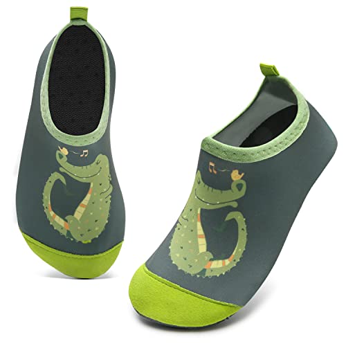 IceUnicorn Badeschuhe Kinder Schwimmschuhe Jungen Mädchen Strandschuhe Baby Aquaschuhe Barfußschuhe Kleinkind Wasserschuhe(Dinosaurier Dunkelgrün, 24/25 EU) von IceUnicorn