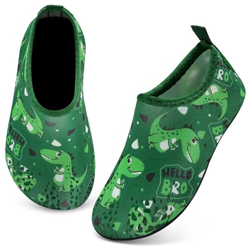 IceUnicorn Badeschuhe Kinder Schwimmschuhe Jungen Mädchen Strandschuhe Baby Aquaschuhe Barfußschuhe Kleinkind Wasserschuhe(Dinosauriergrün, 22/23EU) von IceUnicorn