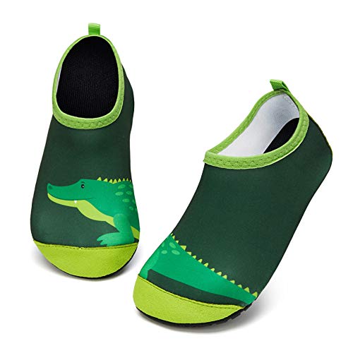 IceUnicorn Badeschuhe Kinder Schwimmschuhe Jungen Mädchen Strandschuhe Baby Aquaschuhe Barfußschuhe Kleinkind Wasserschuhe(Großes Krokodil, 26/27 EU) von IceUnicorn