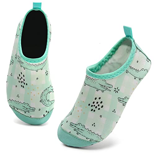 IceUnicorn Badeschuhe Kinder Schwimmschuhe Jungen Mädchen Strandschuhe Baby Aquaschuhe Barfußschuhe Kleinkind Wasserschuhe(Grünes Krokodil, 30/31 EU) von IceUnicorn