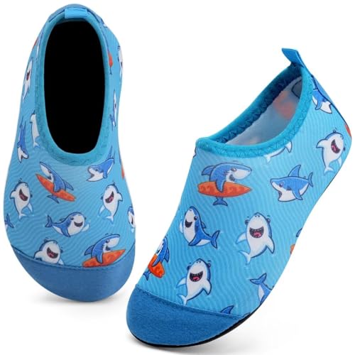 IceUnicorn Badeschuhe Kinder Schwimmschuhe Jungen Mädchen Strandschuhe Baby Aquaschuhe Barfußschuhe Kleinkind Wasserschuhe(Hai, 18/19 EU) von IceUnicorn