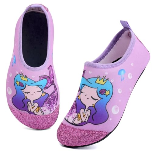 IceUnicorn Badeschuhe Kinder Schwimmschuhe Jungen Mädchen Strandschuhe Baby Aquaschuhe Barfußschuhe Kleinkind Wasserschuhe(Lila Blau, 28/29 EU) von IceUnicorn