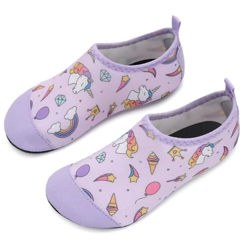 IceUnicorn Badeschuhe Kinder Schwimmschuhe Jungen Mädchen Strandschuhe Baby Aquaschuhe Barfußschuhe Kleinkind Wasserschuhe(XDJS-Pink, 18/19 EU) von IceUnicorn