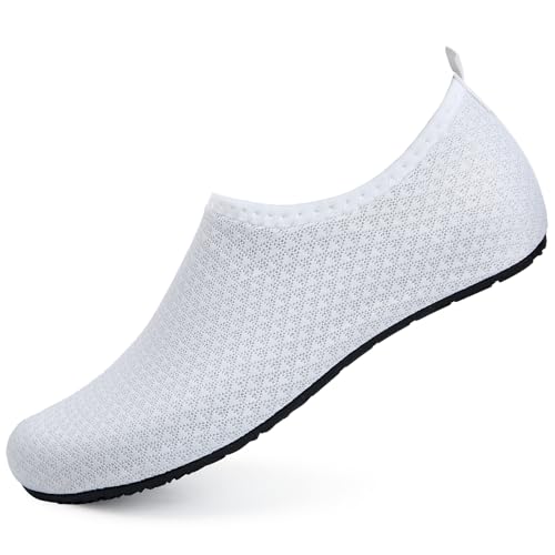 IceUnicorn Badeschuhe Schwimmschuhe Damen Herren Aquaschuhe Strandschuhe Surfschuhe Wasserschuhe für Sommer Beach Pool Yoga(250 Weiß, 40/41EU) von IceUnicorn