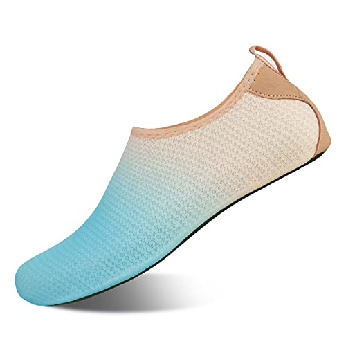 IceUnicorn Badeschuhe Schwimmschuhe Damen Herren Aquaschuhe Strandschuhe Surfschuhe Wasserschuhe für Sommer Beach Pool Yoga(F.Pink Blau, 38/39EU) von IceUnicorn