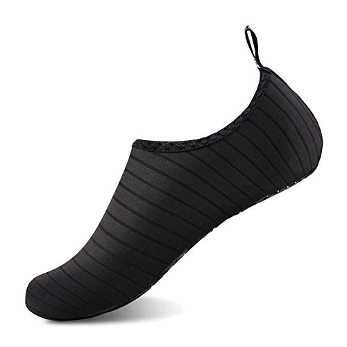 IceUnicorn Badeschuhe Schwimmschuhe Damen Herren Aquaschuhe Strandschuhe Surfschuhe Wasserschuhe für Sommer Beach Pool Yoga(Schwarz, 48/49EU) von IceUnicorn