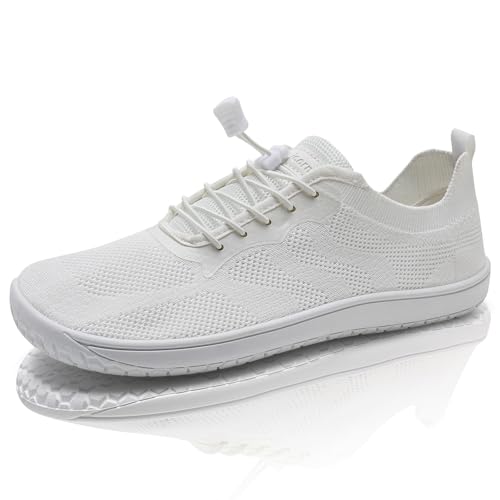 IceUnicorn Barfuss Schuhe Damen Barfussschuhe Herren Schnellverschluss Leichte Atmungsaktiv Fitnessschuhe(A Weiß,42EU) von IceUnicorn