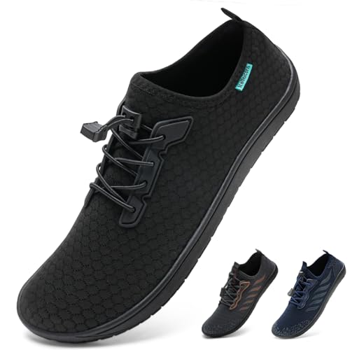 IceUnicorn Barfuss Schuhe Damen Barfussschuhe Herren Schnellverschluss Leichte Atmungsaktiv Fitnessschuhe(B Schwarz,38EU) von IceUnicorn