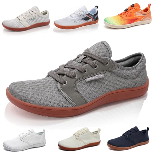 IceUnicorn Barfuss Schuhe Damen Barfußschuhe Herren Walkingschuhe Finessschuhe Outdoor Freizeit(80Grau,38EU) von IceUnicorn