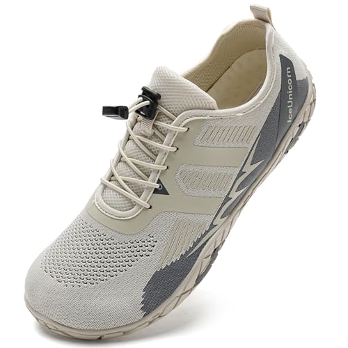 IceUnicorn Barfuss Schuhe Damen Fitnessschuhe Wasserschuhe Herren Strandschuhe Leichte Atmungsaktiv Sommer(Beige,43EU) von IceUnicorn