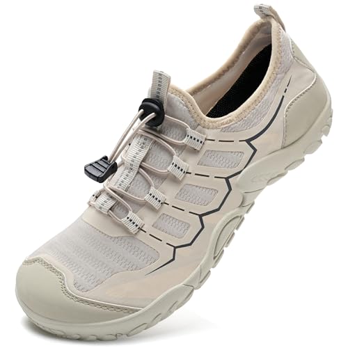 IceUnicorn Barfuss Schuhe Damen Fitnessschuhe Wasserschuhe Herren Strandschuhe Leichte Atmungsaktiv Sommer(Gewinner Beige,37EU) von IceUnicorn