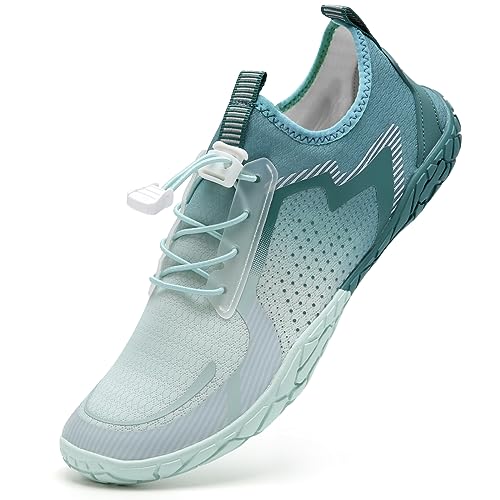 IceUnicorn Barfuss Schuhe Damen Herren Badeschuhe Wasserschuhe(098-Grün Weiß,37EU) von IceUnicorn