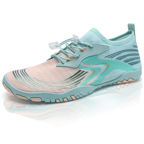 IceUnicorn Barfuss Schuhe Damen Herren Badeschuhe Wasserschuhe(108Rosa Grün,38EU) von IceUnicorn