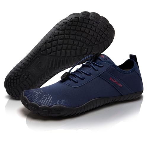 IceUnicorn Barfuss Schuhe Damen Walkingschuhe Barfußschuhe Herren Anfänger Bequeme Atmungsaktiv Gesunde (Blau, 46EU) von IceUnicorn