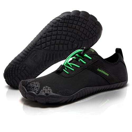 IceUnicorn Barfuss Schuhe Damen Walkingschuhe Barfußschuhe Herren Anfänger Bequeme Atmungsaktiv Gesunde (Schwarz, 39EU) von IceUnicorn