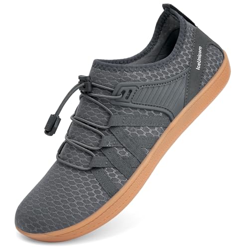 IceUnicorn Wasserschuhe Damen Badeschuhe Schwimmschuhe Strandschuhe Unisex Herren Bequem Modisch Bunt(WelleGrau,44EU) von IceUnicorn