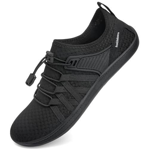 IceUnicorn Wasserschuhe Damen Badeschuhe Schwimmschuhe Strandschuhe Unisex Herren Bequem Modisch Bunt(WelleSchwarz,43EU) von IceUnicorn