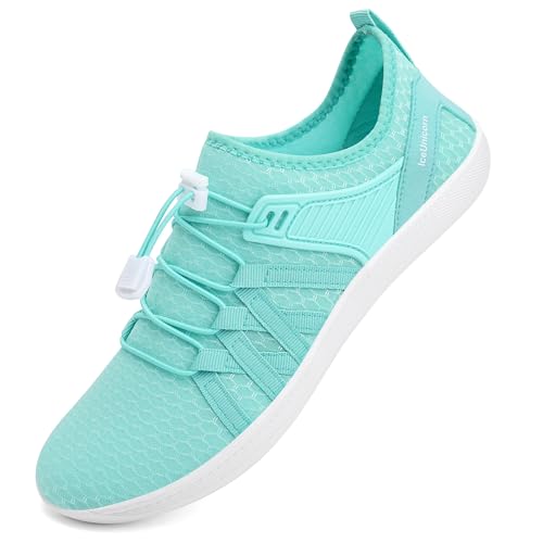 IceUnicorn Wasserschuhe Damen Badeschuhe Schwimmschuhe Strandschuhe Unisex Herren Bequem Modisch Bunt(WelleTürkis,38EU) von IceUnicorn