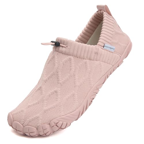 IceUnicorn Barfuss Schuhe Damen Winter Barfußschuhe Herren Breiter Zehenbox Traillaufschuhe Fitnessschuhe Minimalistische(097Rosa,38EU) von IceUnicorn