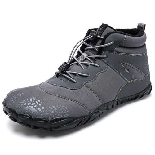 IceUnicorn Barfuss Schuhe Damen Winter Barfußschuhe Herren Breiter Zehenbox Traillaufschuhe Fitnessschuhe Minimalistische(100Winter Grau,38EU) von IceUnicorn