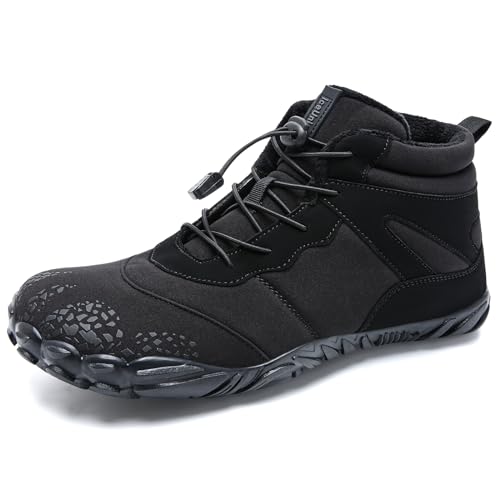 IceUnicorn Barfuss Schuhe Damen Winter Barfußschuhe Herren Breiter Zehenbox Traillaufschuhe Fitnessschuhe Minimalistische(100Winter Schwarz,40EU) von IceUnicorn