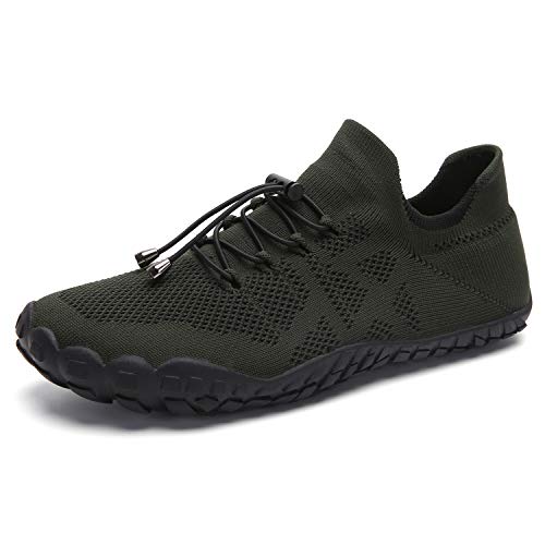 IceUnicorn Barfuss Schuhe Damen Barfußschuhe Herren Trekking Wanderhalbschuhe Breiter Zehenbox Minimalistische(124Grün,44EU) von IceUnicorn