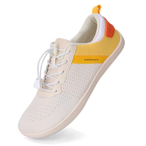 IceUnicorn Barfußschuhe Damen HerrenTraillaufschuhe Walkingschuhe Sneaker(B Beige, 37EU) von IceUnicorn