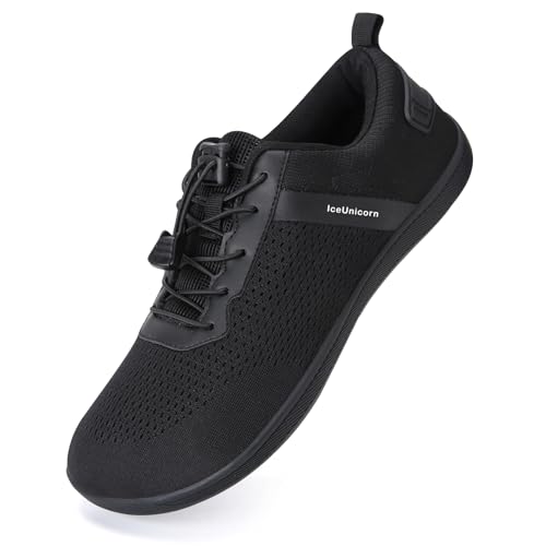 IceUnicorn Barfußschuhe Damen HerrenTraillaufschuhe Walkingschuhe Sneaker(B Schwarz, 39EU) von IceUnicorn