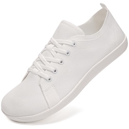 IceUnicorn Barfußschuhe Damen HerrenTraillaufschuhe Walkingschuhe Sneaker(Weiß, 37EU) von IceUnicorn