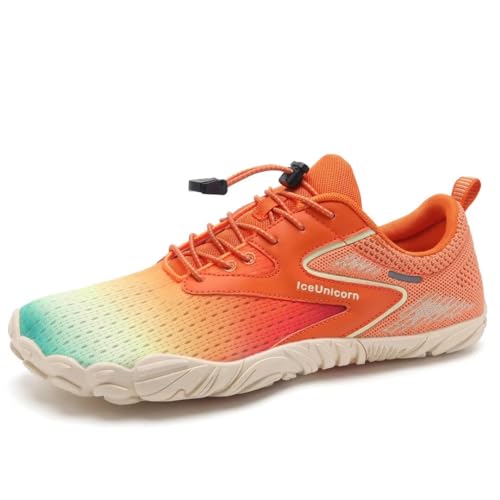 IceUnicorn Barfußschuhe Herren Damen Breite Traillaufschuhe Zehenschuhe Traillaufschuhe Unisex(Tief Orange, 41EU) von IceUnicorn