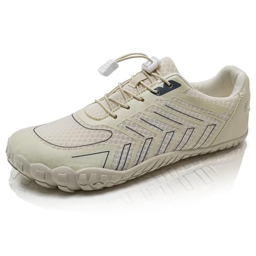 IceUnicorn Barfußschuhe Herren Damen Breite Traillaufschuhe Zehenschuhe Traillaufschuhe Unisex(Krass Beige,40EU) von IceUnicorn