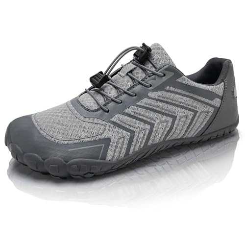 IceUnicorn Barfußschuhe Herren Damen Breite Traillaufschuhe Zehenschuhe Traillaufschuhe Unisex(Krass Grau, 43EU) von IceUnicorn