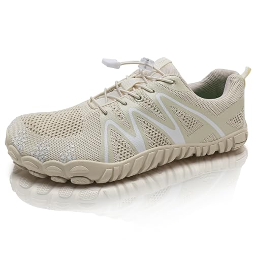 IceUnicorn Barfußschuhe Herren Damen Breite Traillaufschuhe Zehenschuhe Traillaufschuhe Unisex(Welle Beige,38EU) von IceUnicorn