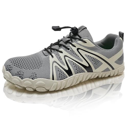 IceUnicorn Barfußschuhe Herren Damen Breite Traillaufschuhe Zehenschuhe Traillaufschuhe Unisex(Welle Grau,42EU) von IceUnicorn