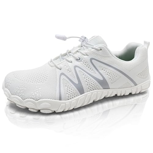 IceUnicorn Barfußschuhe Herren Damen Breite Traillaufschuhe Zehenschuhe Traillaufschuhe Unisex(Welle Weiß,36EU) von IceUnicorn