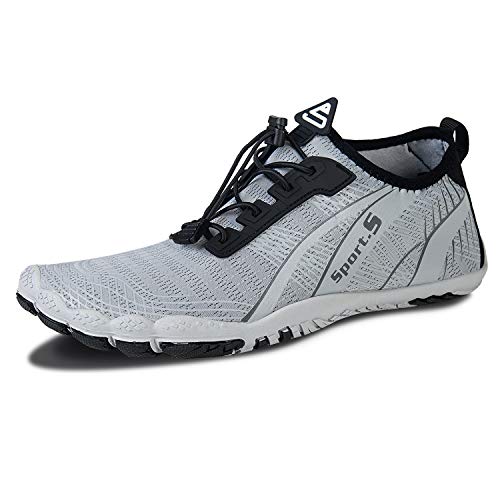 IceUnicorn Barfussschuhe Herren Damen Traillaufschuhe Fitnessschuhe Aquaschuhe Laufschuhe Zehenschuhe Wassersportschuhe(Grau 22, 47EU) von IceUnicorn