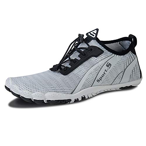 IceUnicorn Barfuss Schuhe Damen Walkingschuhe Barfußschuhe Herren Anfänger Bequeme Atmungsaktiv Gesunde (Grau 22, 47EU) von IceUnicorn