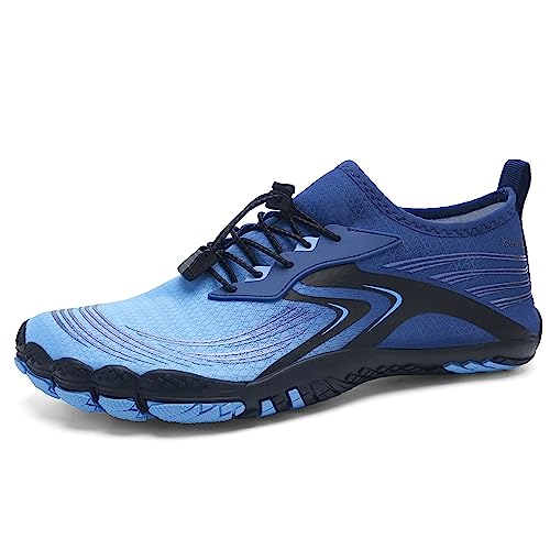 IceUnicorn Barfuss Schuhe Damen Walkingschuhe Barfußschuhe Herren Anfänger Bequeme Atmungsaktiv Gesunde (037 Blau, 47EU) von IceUnicorn