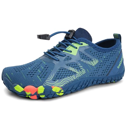 IceUnicorn Barfußschuhe Kinder Badeschuhe Junge Mädchen Barfussschuhe Aquaschuhe Atmungsaktiv Traillaufschuhe (Marineblau,25EU) von IceUnicorn