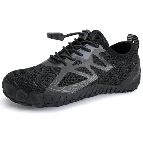 IceUnicorn Barfußschuhe Kinder Badeschuhe Junge Mädchen Barfussschuhe Aquaschuhe Atmungsaktiv Traillaufschuhe (Schwarz,25EU) von IceUnicorn