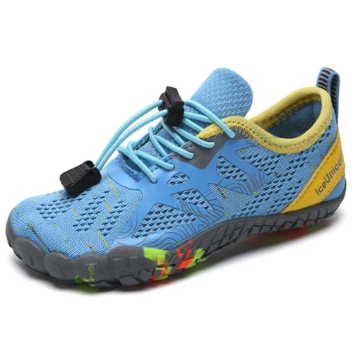 IceUnicorn Barfußschuhe Kinder Badeschuhe Junge Mädchen Wanderschuhe Traillaufschuhe(113Blau,31EU) von IceUnicorn