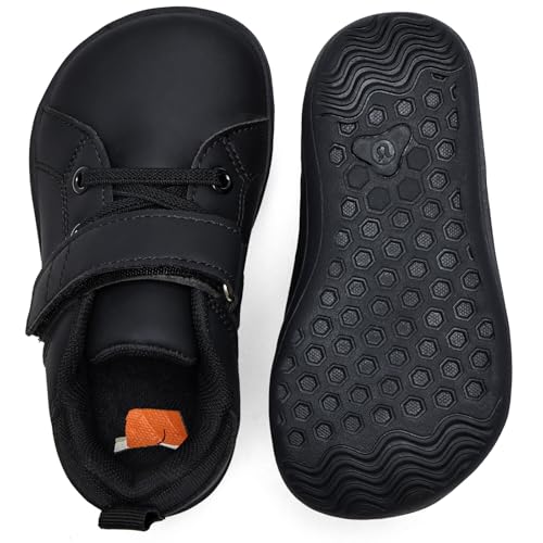 IceUnicorn Barfussschuhe Kinder Barfußschuhe Jungen Mädchen Minimalistische Baby Sneaker Barfuß Hausschuhe rutschfest für Kindergarten und Kita(Reines Schwarz, 33EU von IceUnicorn