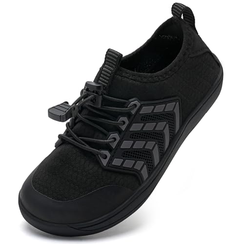 IceUnicorn Barfussschuhe Kinder Breite Badeschuhe Junge Mädchen Strandschuhe Aquaschuhe Barfußschuhe rutschfest Wasserschuhe(Schwarz, 32EU Weit) von IceUnicorn