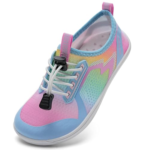 IceUnicorn Barfussschuhe Kinder Breite Badeschuhe Junge Mädchen Strandschuhe Aquaschuhe Barfußschuhe rutschfest Wasserschuhe(Mehrfarbig, 35EU Weit) von IceUnicorn