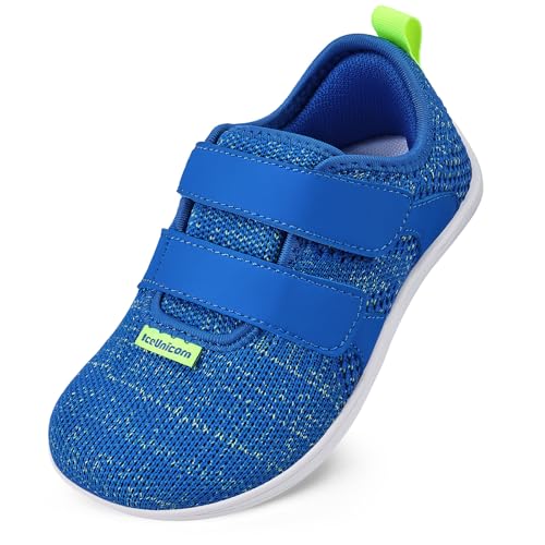 IceUnicorn Barfussschuhe Kinder Breite Barfuß Hausschuhe Jungen Mädchen Minimalistische Hallenschuhe Kinderschuhe Atmungsaktiv Leicht Fitnessschuhe(Blau, 29EU Weit) von IceUnicorn