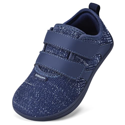 IceUnicorn Barfussschuhe Kinder Breite Barfuß Hausschuhe Jungen Mädchen Minimalistische Hallenschuhe Kinderschuhe Atmungsaktiv Leicht Fitnessschuhe(Marine, 30EU Weit) von IceUnicorn